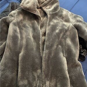 Gray Teddy Jacket Plush Faux Fur Cozy